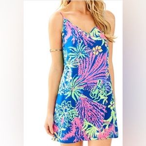 Lilly Pulitzer Lela Silk Dress in Indigo All A Glow EUC
